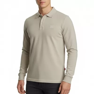 POLO A MANCHES DEPART HOMMES BEIGE